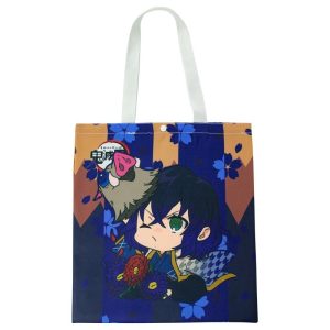 Tote Bag Demon Slayer Giyu Tomioka Fleurs Bleues Marines