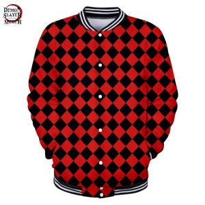 Veste Demon Slayer Baseball Red and Black Varsity Kimetsu